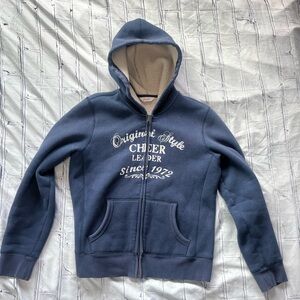 Jeanswest Cheer Leader Sherpa Full Zip Hoodie Women’s Medium Navy Blue Cozy Fit